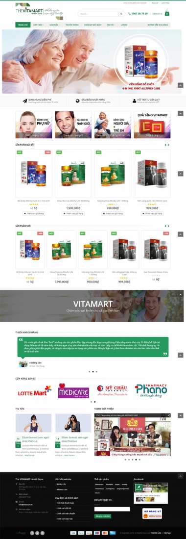 Mẫu web thương mại điện tử chuyên nghiệp Vitamart